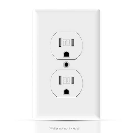 AIDA 10 Pack 15 Amp Outlet Duplex Electrical Receptacle Outlets,Power Outlet,Tamper Resistant,Heavy-Duty Receptacle, 2 Pole,3-Wire, Self-Grounding Clip, NEMA 5-15R,UL Listed,White
