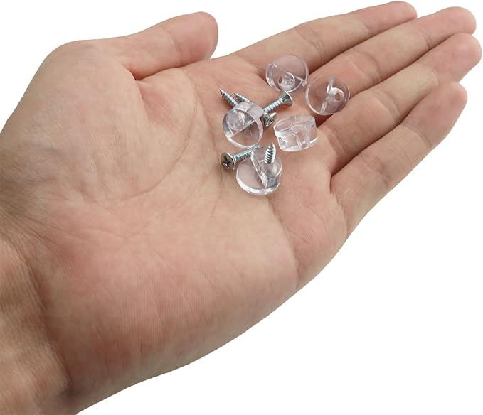 18pcs Glass Retainer Clips Kit Clear Plastic Cabinet Door Clips Mirrors Holder with Screws for Fixing 3-4mm Glass Cabinet Door, Windows, Mirrors