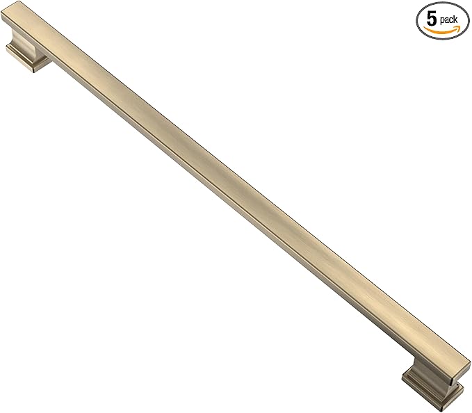 Alzassbg 5 Pack Brushed Antique Brass Cabinet Pulls, 15 Inch(381mm) Hole Centers Kitchen Cabinet Handles for Cabinets and Drawers AL3061AB