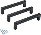 30 Pack Black Cabinet Handles 5 Inch Hole Centers, Square Drawer Pulls Cupboard Handles Black Pulls for Kitchen Cabinets Modern Stainless Steel Dresser Knobs