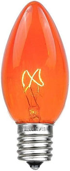 Novelty Lights Incandescent Replacement Bulbs - Outdoor Individual Bulbs for Events, Holiday Parties, Patios, and More - C7/E12 Candelabra Base, 5 Watt Lights (Orange, 25 Pack)