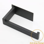 Toilet Paper Holder, Self Adhesive Tissue Holder Stainless Steel Rustproof Paper Roll Holder, No Drilling Easy to Install, Toilet Paper Rack Suitable for Office, Bathroom (Matte Black)