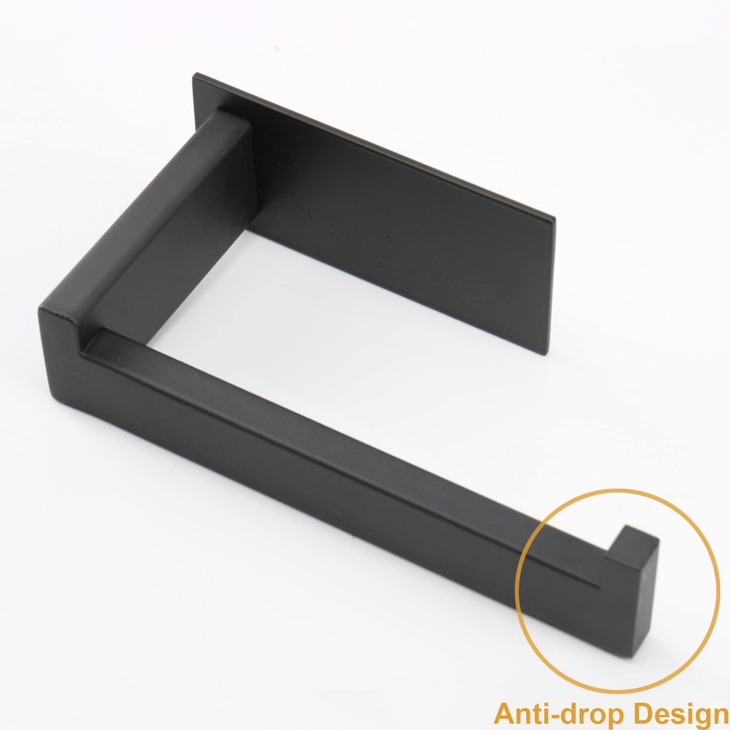Toilet Paper Holder, Self Adhesive Tissue Holder Stainless Steel Rustproof Paper Roll Holder, No Drilling Easy to Install, Toilet Paper Rack Suitable for Office, Bathroom (Matte Black)