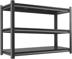 Metal Garage Storage Shelves Heavy Duty Shelving Unit 3 Tier Steel Adjustable Organizing Shelves 2000 LBS Capacity Industrial Shelving Ideal for Garage Tote Pantry Basement Outdoor, 32”Hx20”Wx14”D