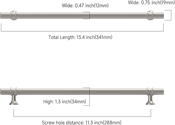 Asidrama 10 Pack 11.3 Inch(288mm) Brushed Satin Nickel Kitchen Cabinet Handles, Cabinet Pulls Kitchen Cabinet Hardware Cupboard Handles Drawer Pulls