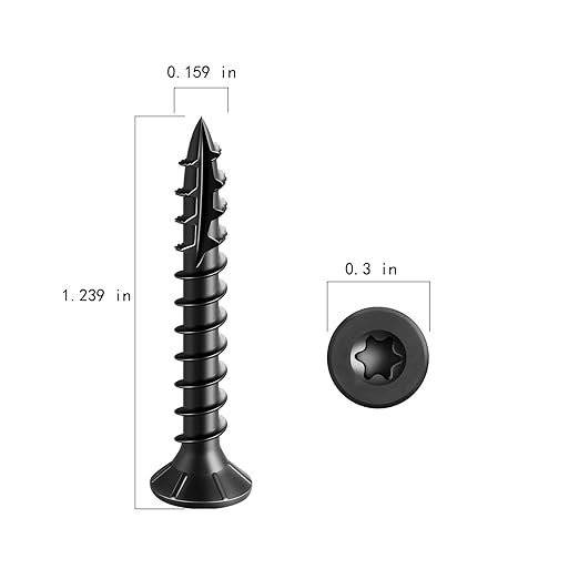 #8 * 1-1/4" Black Deck Screws, (233pcs) 1 lbs.Exterior Wood Screws, Rust Resistant Epoxy Coated, Bronze, T20 Star Bit