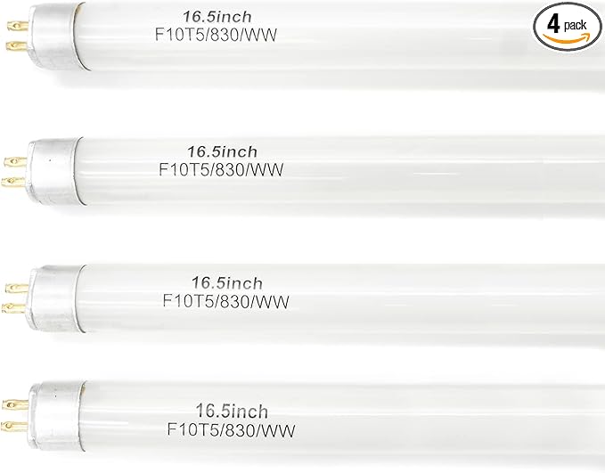 16 Inches F10T5 Replacement Bulb Compatible Jasco T5 10 Watt Warm White 3000K F10T5/830 Fluorescent Tube for Counter and Cabinet Fixture 4 Count