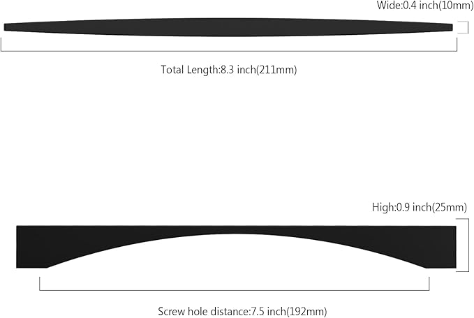 Asidrama 10 Pack 7.5 Inch(192mm) Matte Black Kitchen Cabinet Handles, Cabinet Pulls Kitchen Cabinet Hardware for Cupboard Drawer Pulls