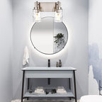 BONLICHT Bathroom Light Fixtures Modern 2 Light Brushed Nickel Vanity Light Wall Sconces Contemporary Metal Wall Lights with Clear Water Glass Shade,Industrial Farmhouse Porch Hallway Wall Mount Lamp