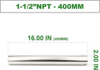 TAISHER 1PCS Stainless Steel Pipe Fittings, 1-1/2" NPT Female x 1-1/2" NPT Female Threaded, 16" Length Nipple Cast Pipe