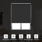 ALLBRIGHT 100% Blackout Roller Blinds Woven Shades with Striped Jacquard, Cordless Window Shades, UV Protection Fabric, Easy-Install for Indoor Home & Office, Grey Old, 23" W x 72" H