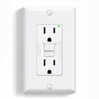 ELEGRP GFCI Outlet 15 Amp, Self-Test GFI Electrical Outlet with Narrow Design, GFCI Receptacle with LED Indicator, UL Listed, White, Wall Plate Included, 1 Pack
