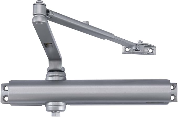 CLG HARDWARE Heavy Duty Commercial Door Closer DC8016 - Slim Line - Surface Mounted, Grade 1- ADA & UL 3 Hour Fire Rated, Adjustable Size 1-6 for Entrances & Aluminum Storefronts - US26D Aluminum