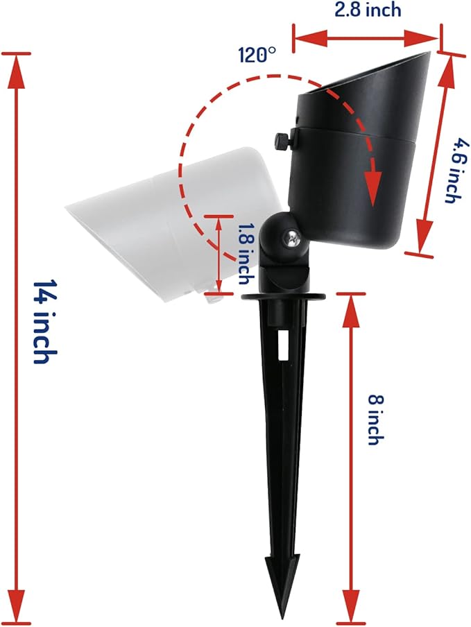 Doluck 4W LED Landscape Lights Low Voltage Landscape Lighting Spotlights GL101-BKLED8 AC/DC 12V Warm White Waterproof for Driveway,Yard, Lawn,Patio,Walls,Trees,Flags,Outdoor Light (Black, 8 Pack)