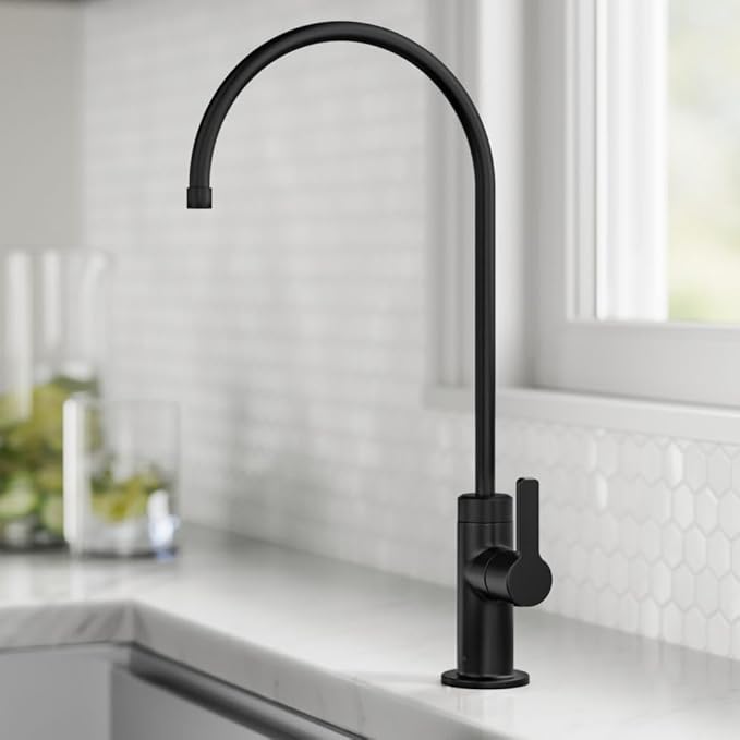 KRAUS Oletto Single Handle Drinking Water Filter Faucet for or Water Filtration System in Matte Black, FF-103MB