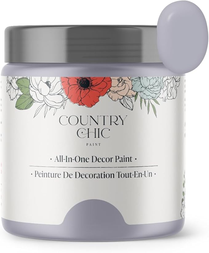 Country Chic All-in-One Chalk Paint for Furniture, Cabinets, Home Decor, Eco-Friendly, Matte Finish, Built-In Primer & Top Coat for Wood, Metal - Wisteria (Light Purple) - 8 oz (237 ml)