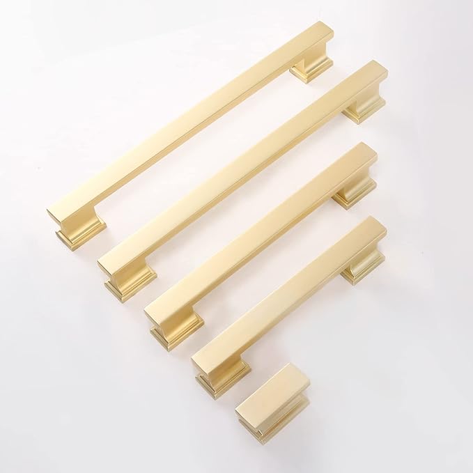 COTYKILEY 10 Pack 10 Inch(256mm) Brushed Brass Cabinet Handles Gold Kitchen Cabinet Pulls Cabinet Door Handles Kitchen Cabinet Hardware