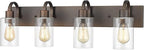 Emliviar 4-Light Bathroom Vanity Light - Farmhouse Bathroom Wall Lighting, Oil Rubbed Bronze Finish with Clear Glass, YCE237B-4W ORB