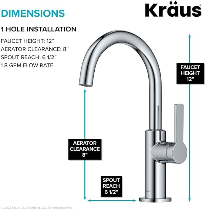 Kraus Oletto Single Handle Kitchen Bar Faucet in Chrome, Kitchen Sink Faucets, KPF-2822CH