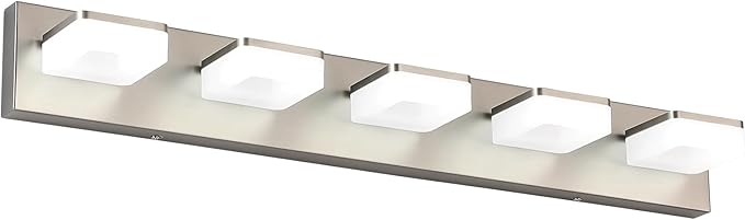 Brushed Nickel Vanity Lights for Bathroom 5 Light Vanity Lighting Fixtures for Mirror 32" Adjustable 5500K Modern LED Vanity Light Over Mirror, Bath Wall Lighting Fixtures