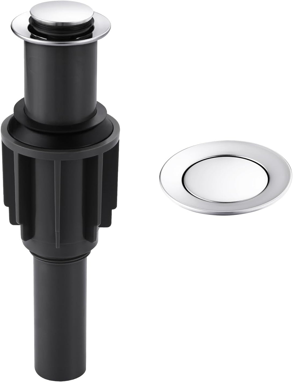 ALEASHA Pop Up Sink Drain Without Overflow, Bathroom Sink Drain Vessel Sink Stopper Pop Up Sink Drain Stopper, Pop Up Drain for Bathroom Sink Drain Strainer for Hair Catcher,Chrome