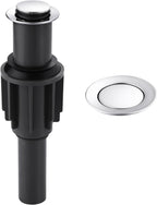 ALEASHA Pop Up Sink Drain Without Overflow, Bathroom Sink Drain Vessel Sink Stopper Pop Up Sink Drain Stopper, Pop Up Drain for Bathroom Sink Drain Strainer for Hair Catcher,Chrome