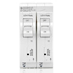 Leviton Surge Protective Device with Two 15A 1-Pole Plug-On Standard Branch Circuit Breakers, Thermal Magnetic, 120/240 VAC, LSPD1-T, White