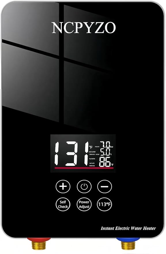 Tankless Water Heater Electric 240V-7000W. Instant Water Heater for Kitchen、Bathroom、Under Sink.On Demand Hot Water Heaters Electric with Digital Display.Continuous Flow Point of Use On Demand Heating