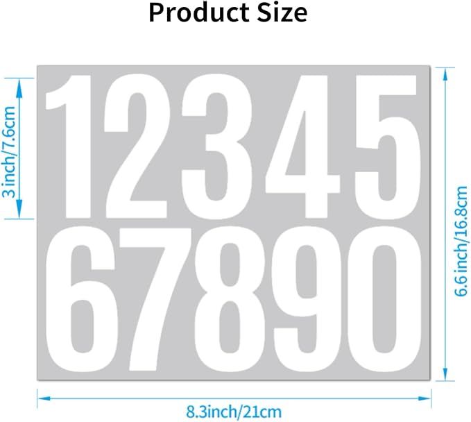 10 Sheets Vinyl House Numbers - 3 inch Waterproof Mailbox Numbers, Self-Adhesive Stickers for Mailbox, Cars, Boats, Windows, Door and Apartments(White, 3 inch)