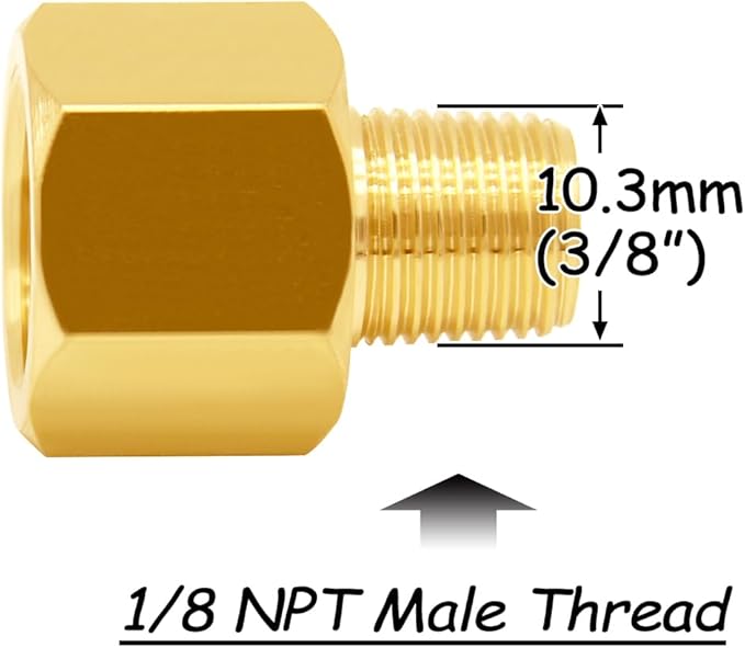3PCS Brass Reducer Adapter, 1/4" NPT Female to 1/8" NPT Male Thread, Hex Reducing Pipe Fitting Coupler Nipple Connector for Water/Oil/Gas