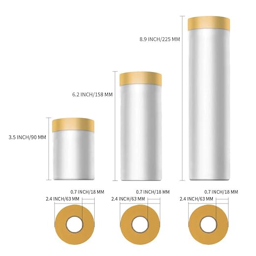 MyLifeUNIT Tape and Drape, Assorted Masking Paper for Automotive Painting Covering (66-Feet, 3 Sizes)