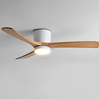 48in Quiet Ceiling Fans with Lights ETL Listed Remote Ceiling Fan Light 6 Gear Wind Speed Ceiling Fans White LED Ceiling Lights Fan Lighting Wooden Blades for Living Room Dining Room Bedroom