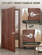 Mengico 10 Pack Satin Nickel Modern Interior Passage Door Knobs, Keyless Door Handle for Hallway & Closet, Wave Style Non-Locking Door Lever Reversible for Left & Right Handed