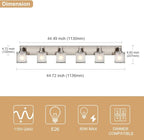 6-Lights Bathroom Vantiy Light Over Mirror, Modern Black Vanity Lighting Fixtures with Rectangular Frosted Glass Shades for Bath Kitchen Wall Mounted, E26 Bulb Base