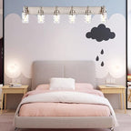 BONLICHT Mid-Century Bathroom Vanity Wall Light with Clear Water Glass, Farmhouse 6 Light Bath Lighting Over Mirror Modern Brushed Nickel Sconce Wall Lamp for Dining Room Dressing Table Vanity Table