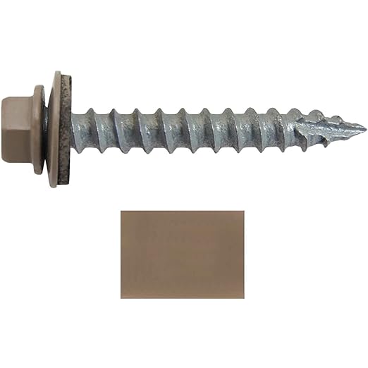 #14 Metal Roofing Screws(250) Screws x 1-1/2" Buckskin Hex Washer Head Sheet Metal Roof Screw. Self Starting/self Tapping Metal to Wood with EPDM Washer. Colored Head. for Corrugated Roofing