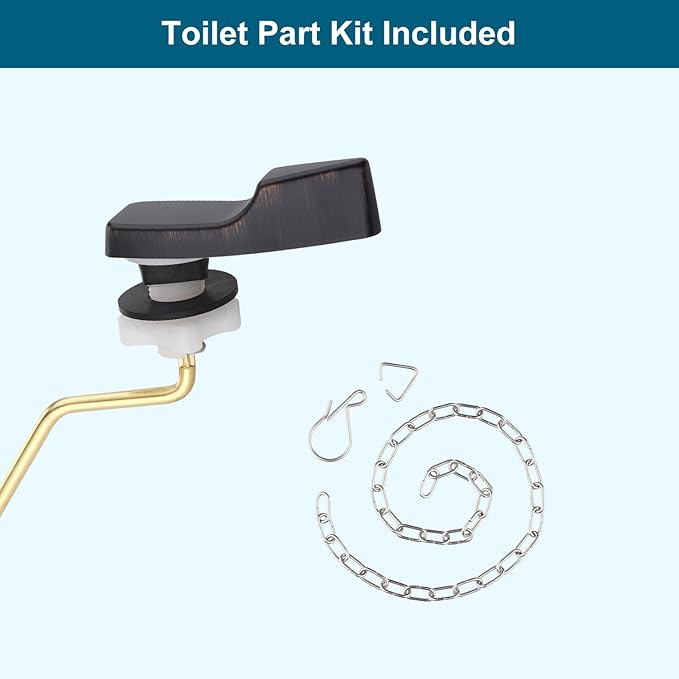 Universal Side Mount Metal Toilet Handle Replacement Kit Compatible with American Standard/Mansfield/Gerber/TOTO/Kohler Toilet, Toilet Tank Flusher Lever with Flapper Chain, Oil-Rubbed Bronze