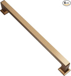 Alzassbg 6 Pack Champagne Bronze Cabinet Pulls, 7-1/2 Inch(192mm) Hole Centers Cabinet Handles Square Kitchen Hardware for Cabinets AL3046TGP