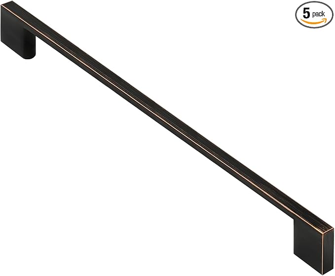 Alzassbg 5 Pack Oil Rubbed Bronze Cabinet Pulls, 10 Inch(256mm) Hole Centers Rectangle Cabinet Handles Kitchen Pulls for Drawers and Cabinets AL3051ORB