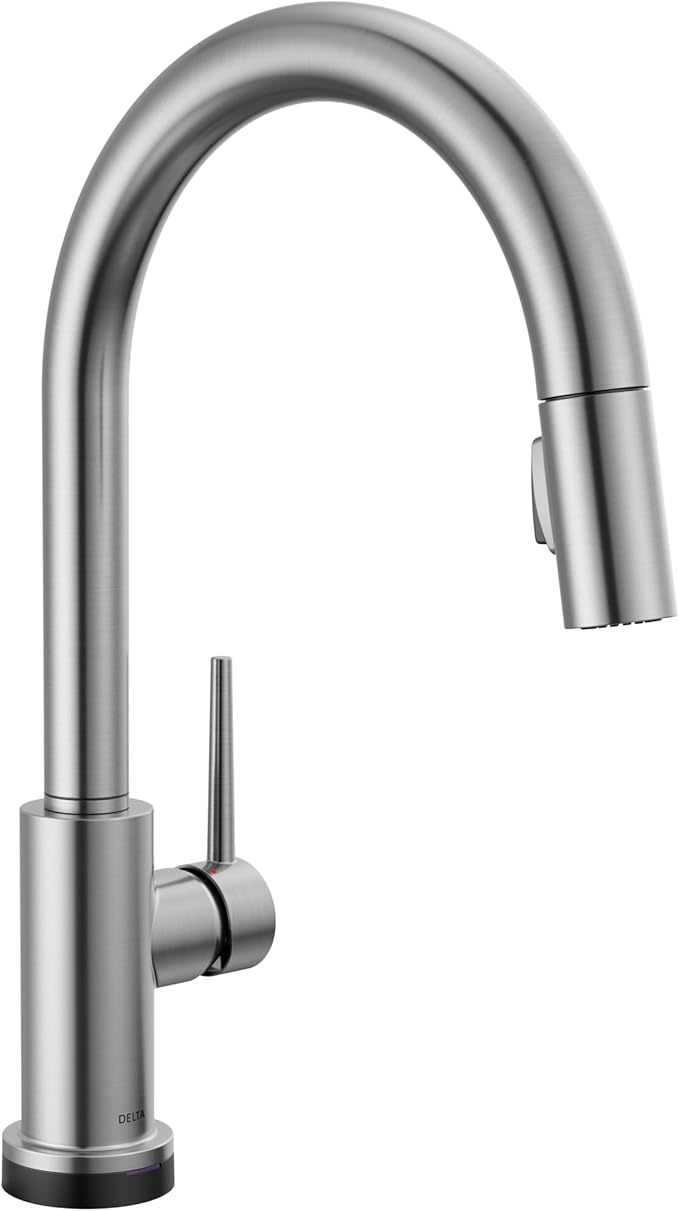 Delta Trinsic Touchless Kitchen Faucet with Touch Technology, Brushed Nickel Kitchen Sink Faucet with Pull Down Sprayer, Single Hole, Arctic Stainless 9159TL-AR-DST