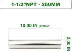 TAISHER 1PCS Stainless Steel Pipe Fittings, 1-1/2" NPT Female x 1-1/2" NPT Female Threaded, 10" Length Nipple Cast Pipe