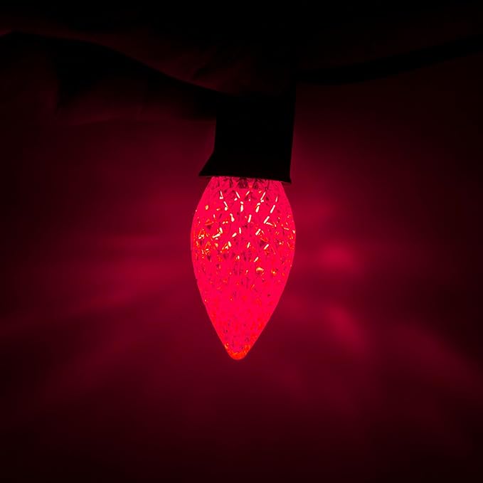 Meconard C7 Led Replacement Christmas Light Bulbs, C7 Shatterproof Led Bulbs for Christmas Indoor Outdoor String Lights, E12 Candelabra Base, Commercial Grade Holiday Bulbs, Red, 50 Pack