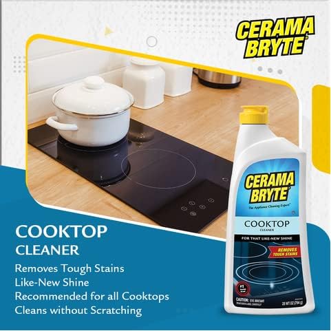 Cerama Bryte Removes Tough Stains Cooktop and Stove Top Cleaner for Glass - Ceramic Surfaces, 6-28 oz