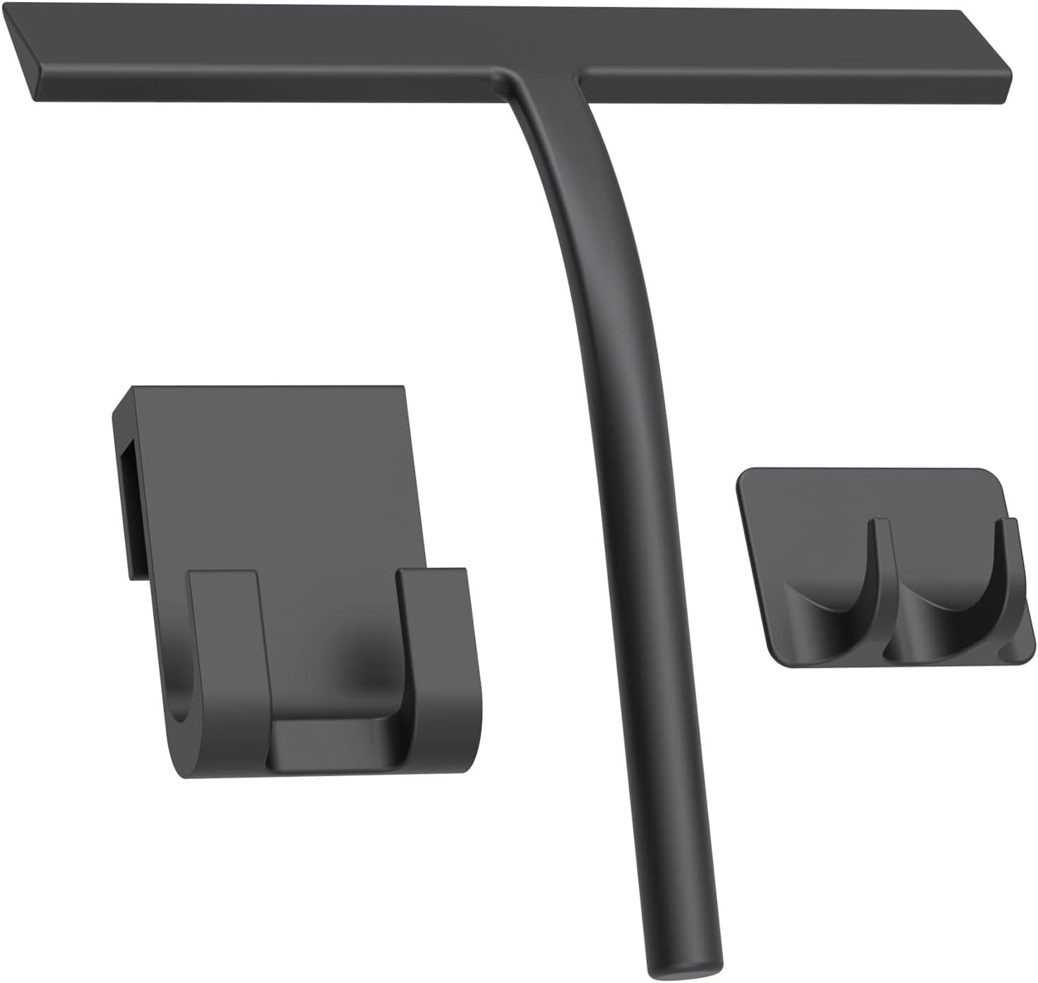 Squeegee, Matte Black 9 inch, Streak Free Cleaning, Shower Squeegee for Glass Doors, Bathroom, Shower Doors, Mirrors, Tiles and Car Windows,Silicone Squeegees,Shower Cleaner with 2 Hooks.