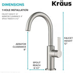 KRAUS Oletto Single Handle Kitchen Bar Faucet in Spot Free Stainless Steel, KPF-2822SFS