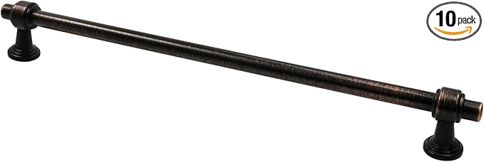 Alzassbg 10 Pack Oil Rubbed Bronze Cabinet Pulls, 10 Inch(254mm) Hole Centers Cabinet Handles Kitchen Hardware Straight Bar for Cabinets and Drawer AL3505ORB