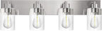 4-Light Bathroom Vanity Light Fixtures, Modern Bathroom Light Fixture with Clear Glass Brushed Nickel Finish Vanity Lights Over Mirror for Kitchen Bedroom Living Room