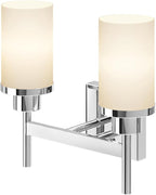 Vanity Lights Polished Chrome Bathroom Light Fixtures with White Frosted Glass Shade, Double Wall Sconces for Mirror Hallway Entrance Porch T001CH-L2