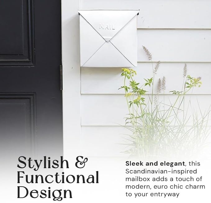 NACH Mailboxes for Outside Wall Mount, 10 x 10 x 4 inch White Wall Mount Mailbox, Waterproof Mailboxes for Outside - Chicago Style Mail Box