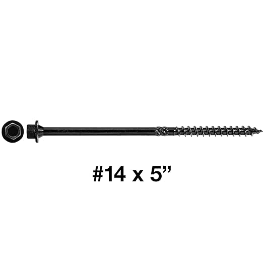 Jake Sales #14 X 5 Heavy Duty Black Timber/Log/Landscaping Wood Screws - Exterior Coated Heavy Duty Screws - 5 Pounds ~110 Screws